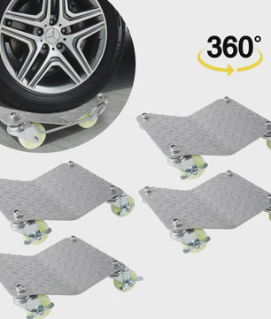 4x Autowiel Dolly Set - Verplaatsingshulp voor Banden met 360° Zwenkwielen