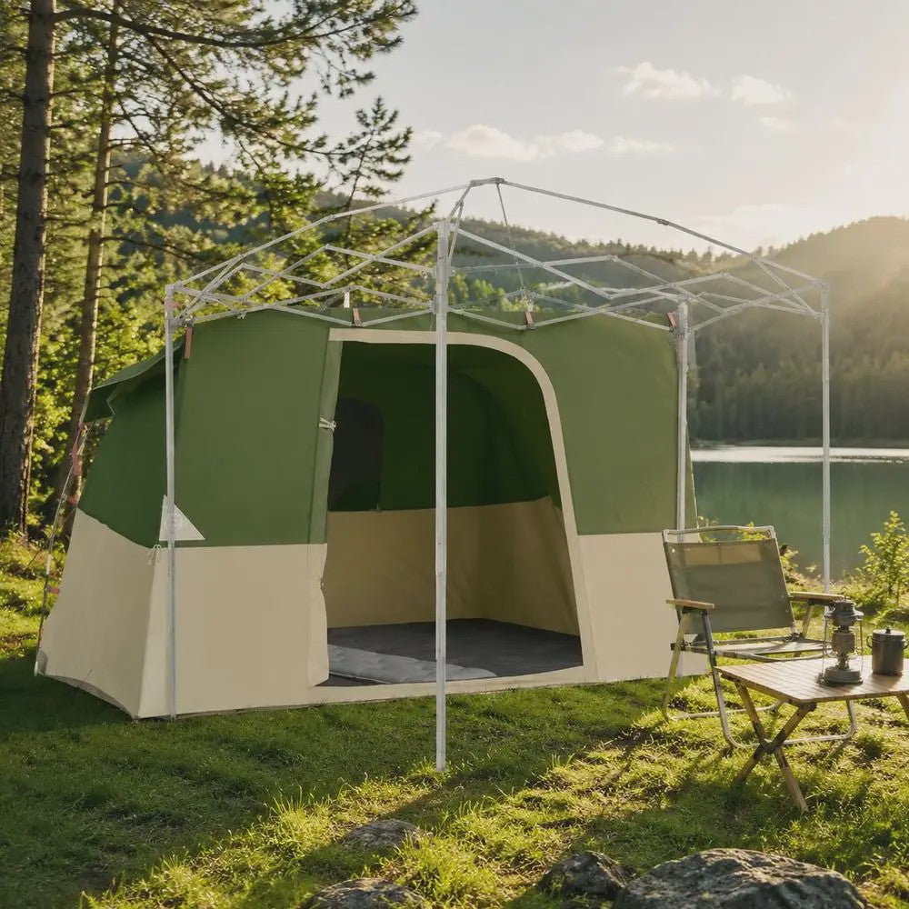 Ruime Outdoor Camping Tent 280x220x176 cm - Lichtgewicht Taffeta met Glasvezelstokken en Draagtas