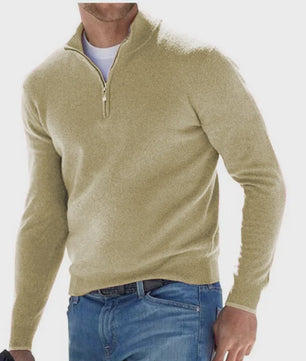 Heren Trui met Halve Rits en V-hals - Lichtgewicht Herfst/Winter Pullover