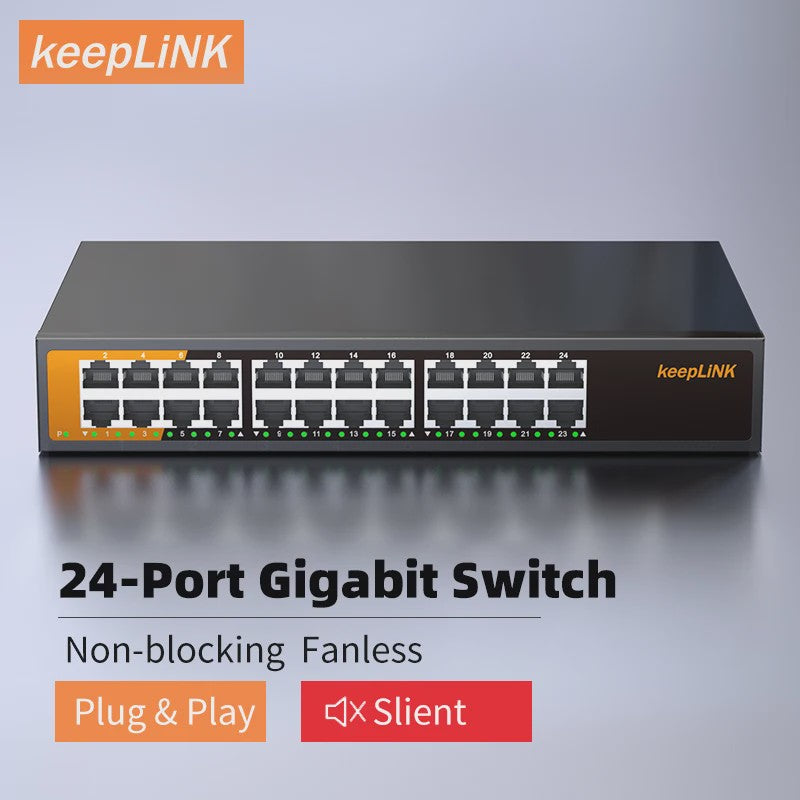 KeepLiNK 24-Poorts Gigabit Unmanaged Netwerk Switch - Plug & Play