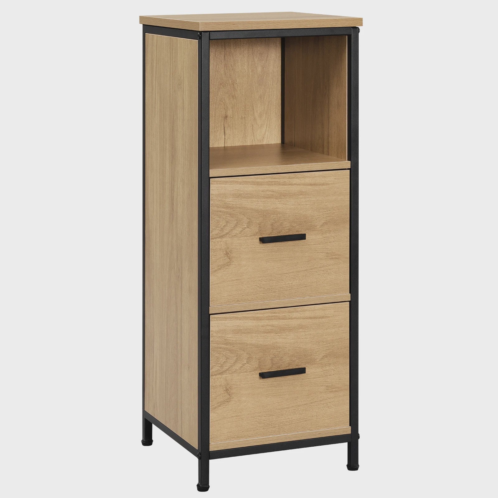 Smal Houten Badkamerkastje met 2 Lades - Multifunctioneel Opbergmeubel