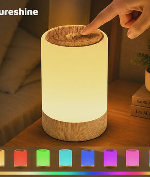 Lureshine Houtnerf LED Nachtlamp Touch Control - Dimbare RGB Sfeerverlichting