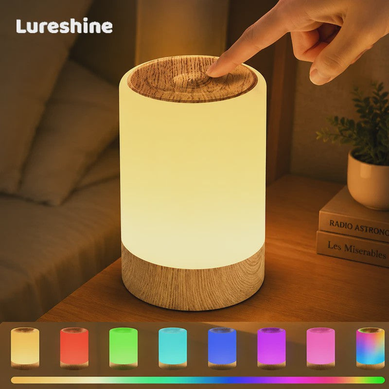 Lureshine Houtnerf LED Nachtlamp Touch Control - Dimbare RGB Sfeerverlichting