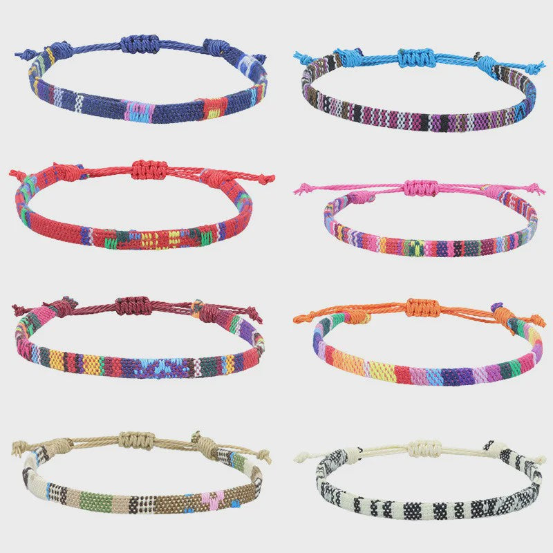 Handgemaakte Boho Anklet Armband - Geweven Stof, Verstelbaar, Beach & Ethnic Stijl