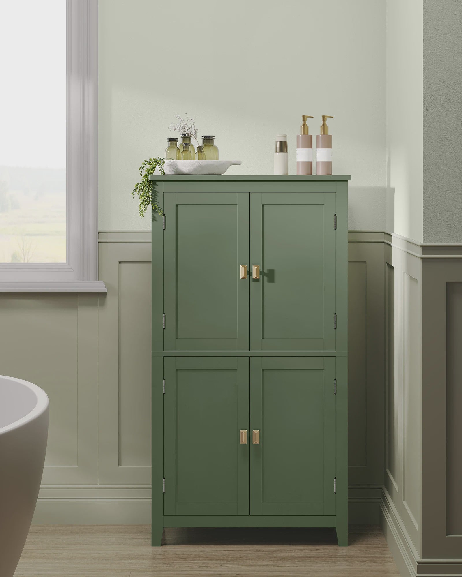 VASAGLE Hangkast met 4 Deuren - Stijlvolle Opbergkast voor Badkamer of Keuken - 30x60x110 cm