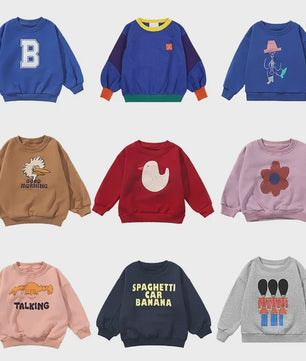Children's Spring Autumn Hoodie Cartoon Print Unisex Sweatshirt European Style Top for Boys And Girls