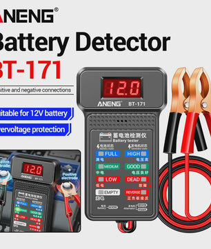 Digitale Auto Accu Tester 12V ANENG BT-171 met LED Display en Krokodillenklemmen