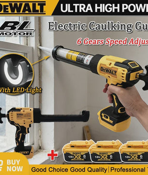 DeWALT Elektrisch Kitpistool met LED Verlichting - Draadloos 18V voor Glas, Ramen en Deuren