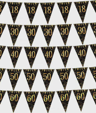 Black Gold Verjaardag Banner - Slingers voor 30, 40, 50, 60 Jaar Feestdecoratie