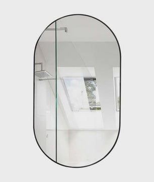 Ovale Wandspiegel 40x60 cm - Zwart, Modern & Veilig (Shatterproof)