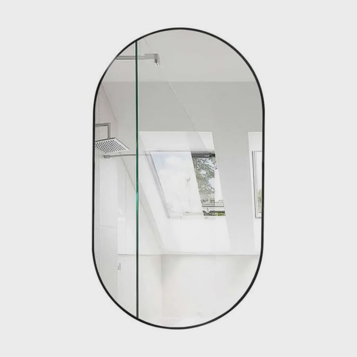 Ovale Wandspiegel 40x60 cm - Zwart, Modern & Veilig (Shatterproof)