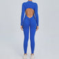 Dames Sport Jumpsuit met Lange Mouwen - Fitness & Gym Kleding - Zomer Sexy Stijl - Blauw