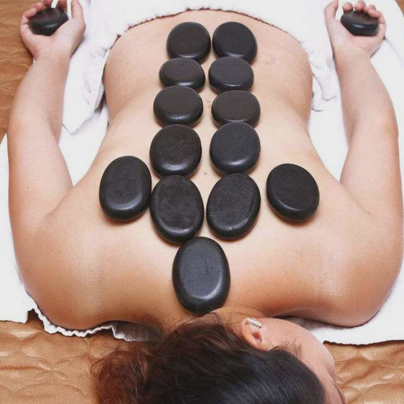 Professionele Hot Stone Massage Set - 4x Jade Energie Stenen voor Ontspanning