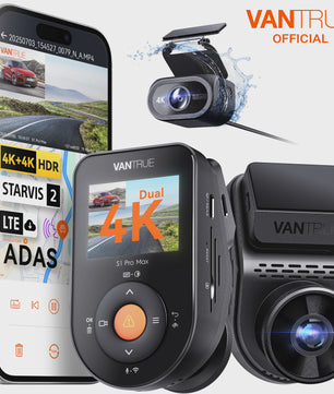 Vantrue S1 Pro Max Dual 4K Dashcam met ADAS, BSD, IP67 Waterdichte Camera en Spraakbesturing