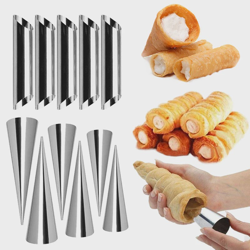 Roestvrijstalen Bakvormen Set: Croissant & Cone Molds voor Thuisgebruik