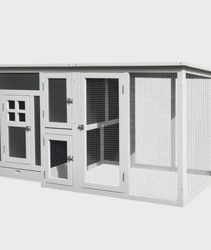 Ruime Houten Kippenhok met Ren en Waterdicht Dak - 160x75x80 cm