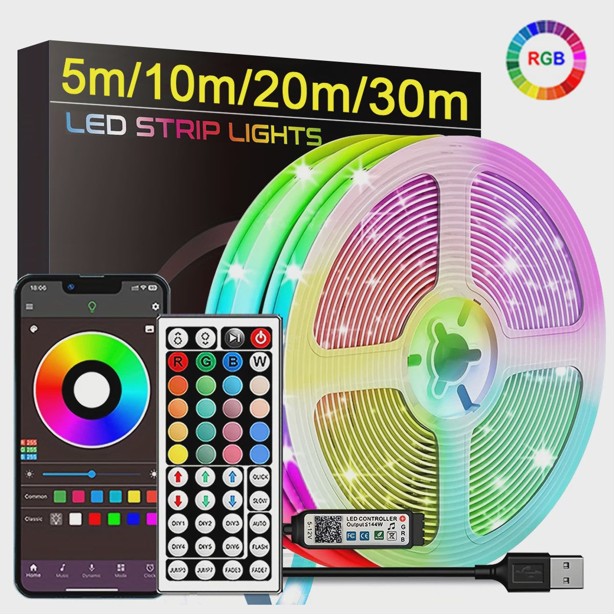 RGB LED Strip Verlichting - Flexibel, APP & Afstandsbediening - 5m t/m 30m - Sfeervolle Decoratie