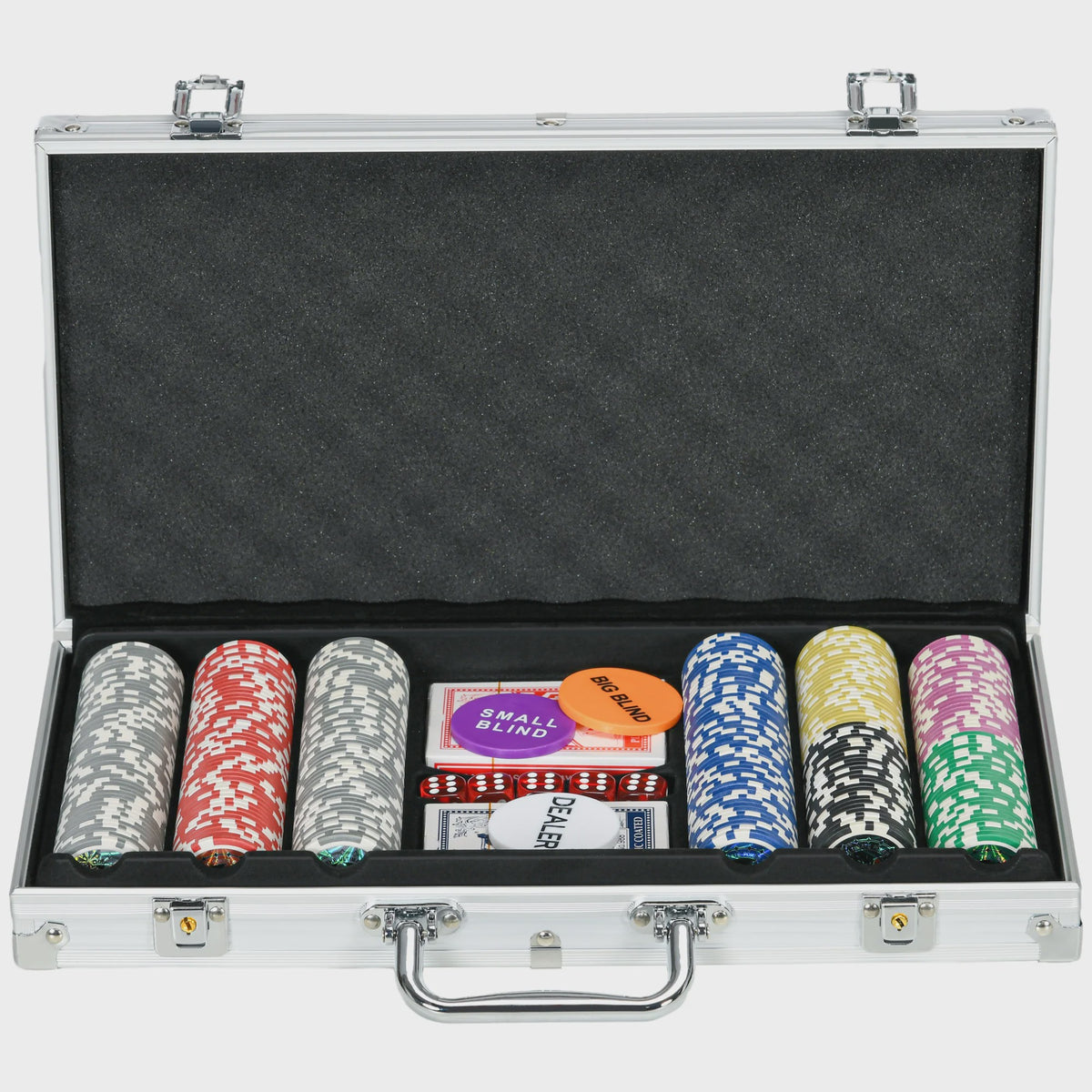 Complete Poker Koffer Set met Chips, Kaarten, Dobbelstenen en Speelmat
