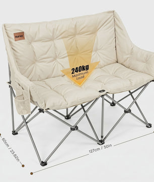 Dubbele Camping Sofa Stoel - Opvouwbaar 2 Persoons Outdoor Loveseat met Dikke Vulling & Stevig Frame