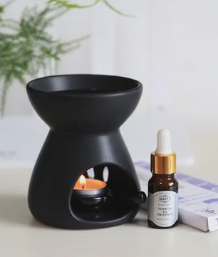 Handgemaakte 2-in-1 Keramische Oliebrander & Nachtlampje voor Essentiële Oliën, Yoga en Spa