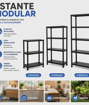 Modulaire Zwarte Kunststof Planken - 3, 4 of 5 Niveaus - Waterdicht & Eenvoudig te Monteren