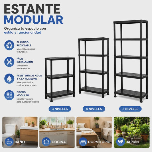 Modulaire Zwarte Kunststof Planken - 3, 4 of 5 Niveaus - Waterdicht & Eenvoudig te Monteren