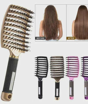 Professionele Haarborstel met Varkenshaar & Nylon - Ontklit Nat & Krullend Haar - Salon Kwaliteit Styling Tool