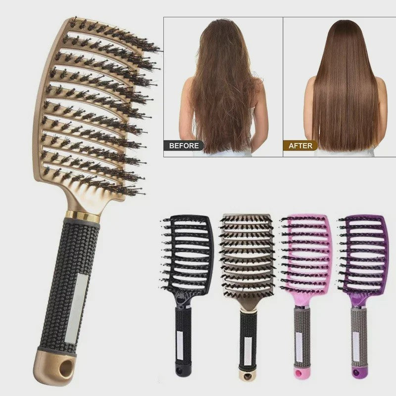 Professionele Haarborstel met Varkenshaar & Nylon - Ontklit Nat & Krullend Haar - Salon Kwaliteit Styling Tool
