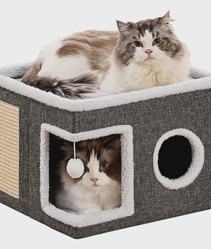Multifunctioneel Kattenhuis met Krabplank - Opvouwbaar, Comfortabel & Veilig
