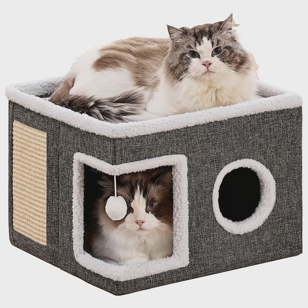 Multifunctioneel Kattenhuis met Krabplank - Opvouwbaar, Comfortabel & Veilig