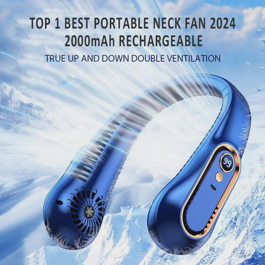 Draagbare Nekventilator met LED Display - 5 Snelheden & Bladloos Ontwerp