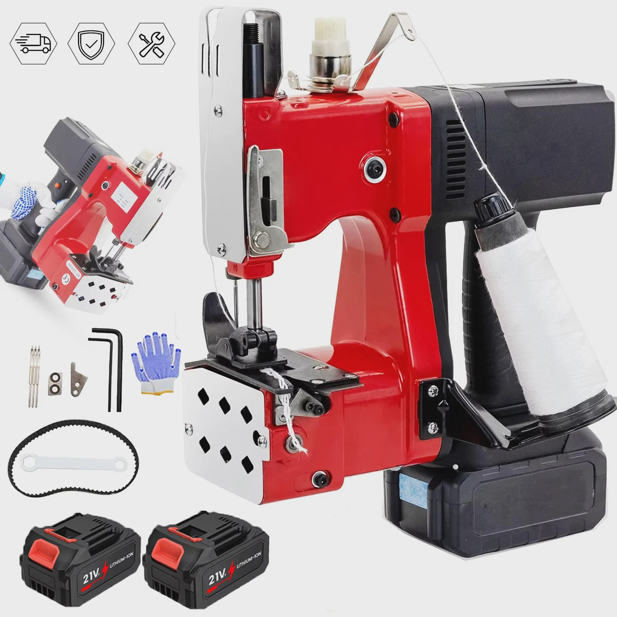 Draagbare Elektrische Naaimachine 21V - Snel, Automatisch, Incl. 2 Batterijen