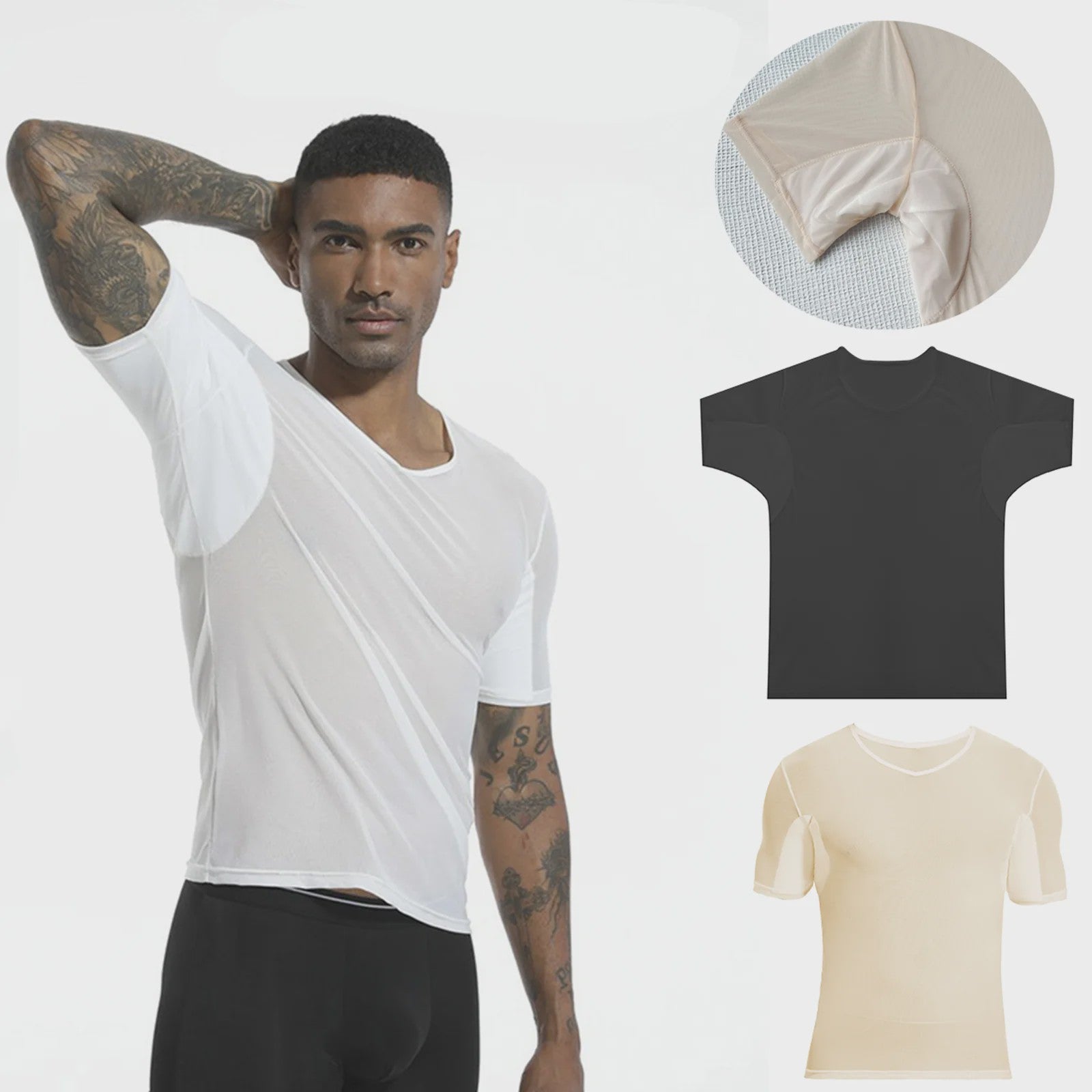 S–XL Heren T-shirt met Zweetabsorberende Onderarmpads - Ademend & Sneldrogend
