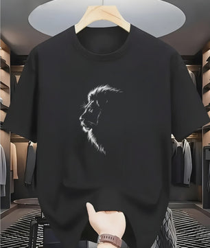Heren T-shirt met Leeuwenprint - Zomer Casual Crew Neck