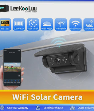 Draadloze Solar Auto Camera HD 720P met Nachtzicht & WiFi - IP67 Waterdicht