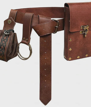 Middeleeuwse Cosplay Lederen Riem met Tas en Decoratieve Sleutels - Renaissance & Halloween Accessoire