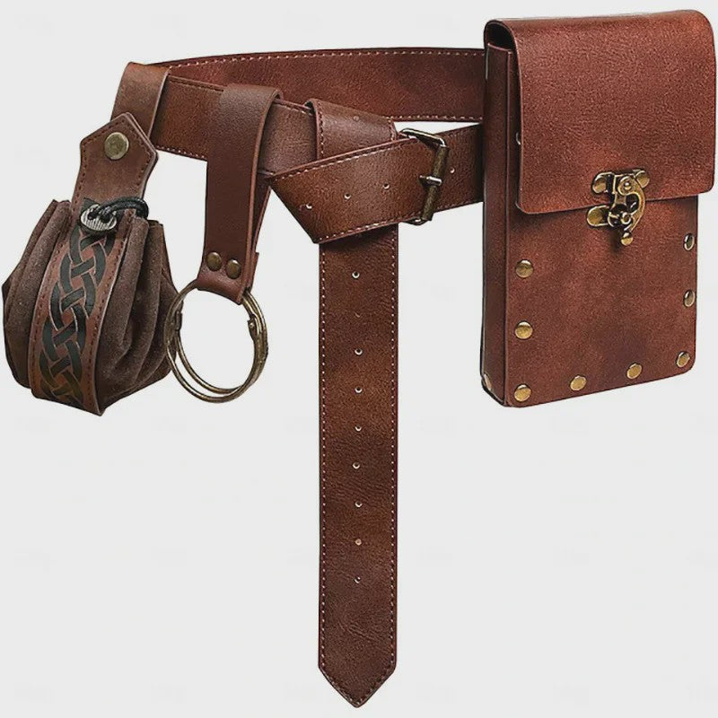 Middeleeuwse Cosplay Lederen Riem met Tas en Decoratieve Sleutels - Renaissance & Halloween Accessoire