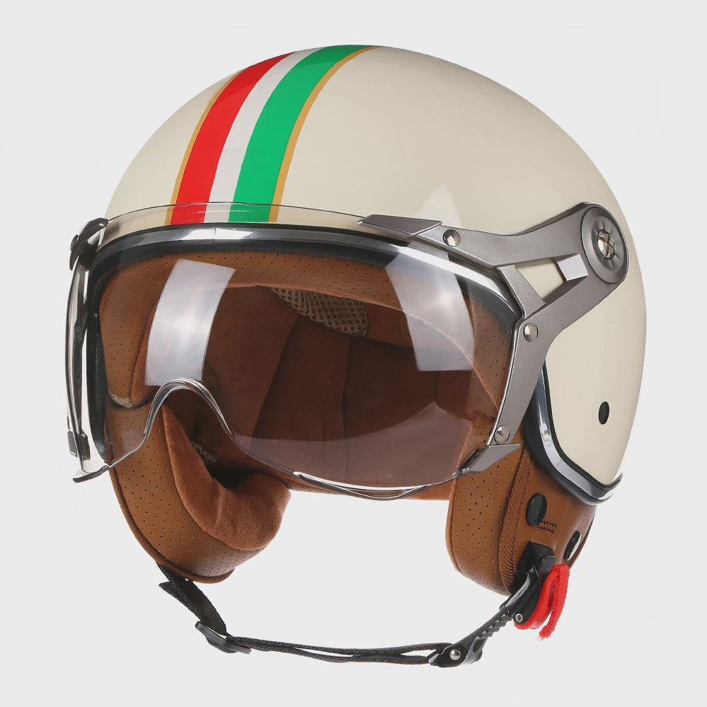 Retro Open Face Motorhelm 3/4 Vintage Chopper Scooter Helm - DOT Goedgekeurd