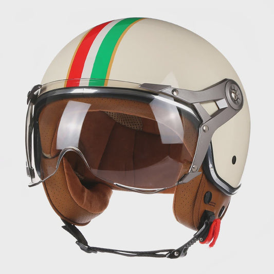 Retro Open Face Motorhelm 3/4 Vintage Chopper Scooter Helm - DOT Goedgekeurd