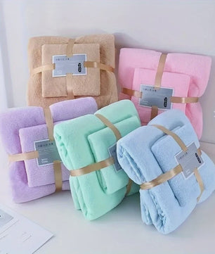 Luxe 2-delige Badhanddoeken Set - Super Zacht, Zeer Absorberend & Sneldrogend Koraalfluweel voor Volwassenen, Hotel & Spa