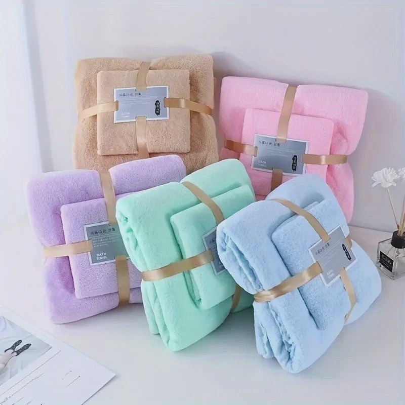 Luxe 2-delige Badhanddoeken Set - Super Zacht, Zeer Absorberend & Sneldrogend Koraalfluweel voor Volwassenen, Hotel & Spa