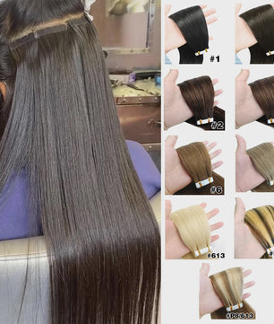 Tape-in Haarverlengingen 100% Echt Menselijk Haar - Kleur #2 - Naadloos & Zacht