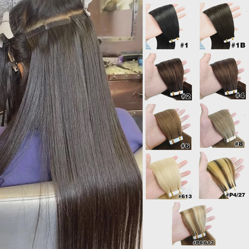 Tape-in Haarverlengingen 100% Echt Menselijk Haar - Kleur #2 - Naadloos & Zacht