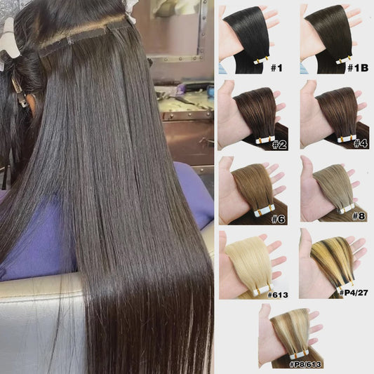 Tape-in Haarverlengingen 100% Echt Menselijk Haar - Kleur #2 - Naadloos & Zacht