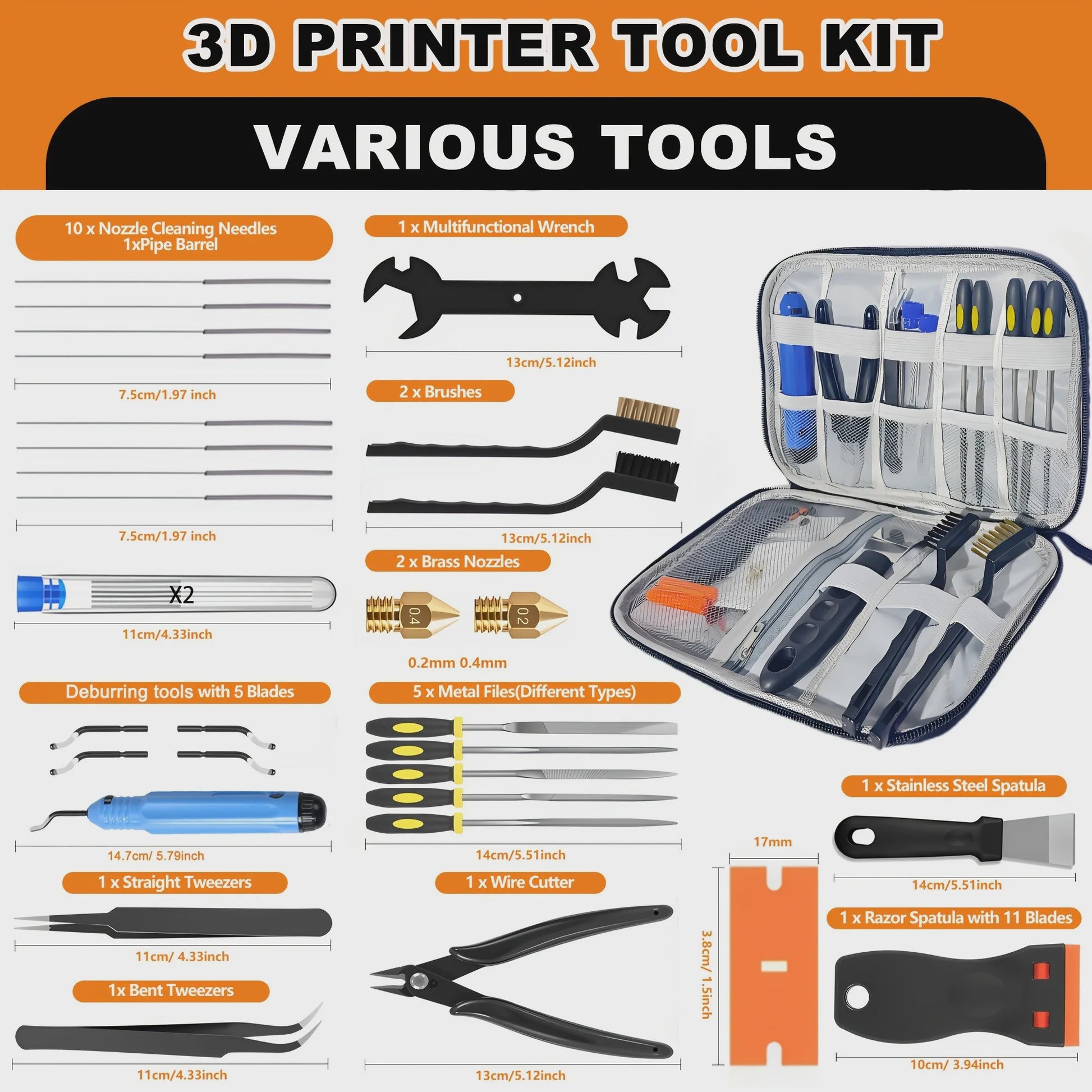 33-delige 3D Printer Gereedschapskit: Essentiële Accessoires voor FDM/SLA Printers