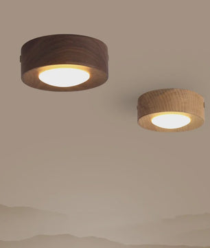 Moderne Houten Plafondlamp met LED - Essenhout & Walnoot - Sfeervolle Verlichting voor Hal, Woonkamer, Portiek