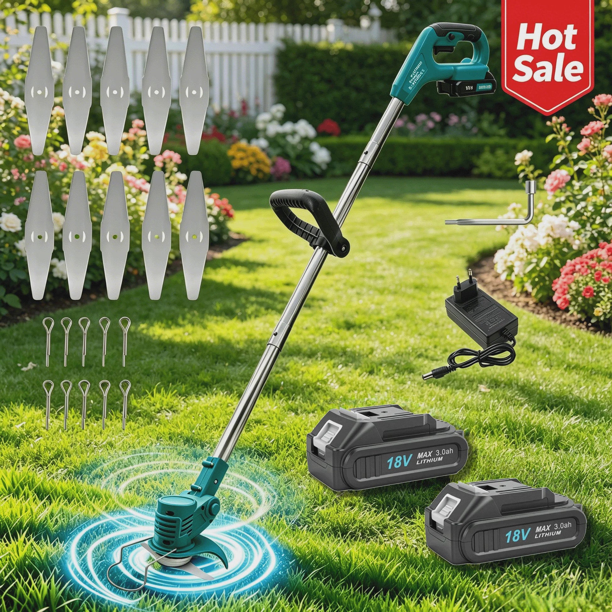 Accu Grastrimmer met Verstelbare Kop - Snoerloos en Lichtgewicht