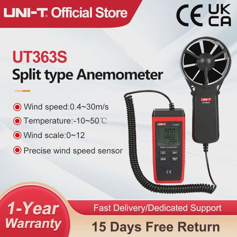 UNI-T UT363S Digitale Anemometer - Windsnelheid & Temperatuurmeter
