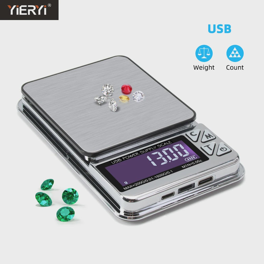 Precisie Digitale Weegschaal 200g/1000g - Hoge Nauwkeurigheid, USB Oplaadbaar