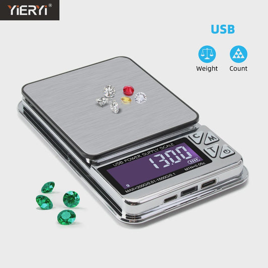 Precisie Digitale Weegschaal 200g/1000g - Hoge Nauwkeurigheid, USB Oplaadbaar